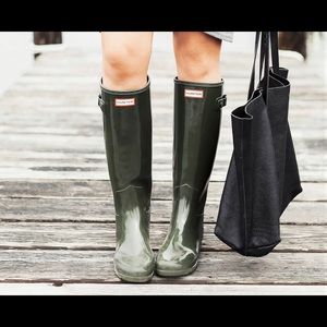 hunter tall rain boots black size 7